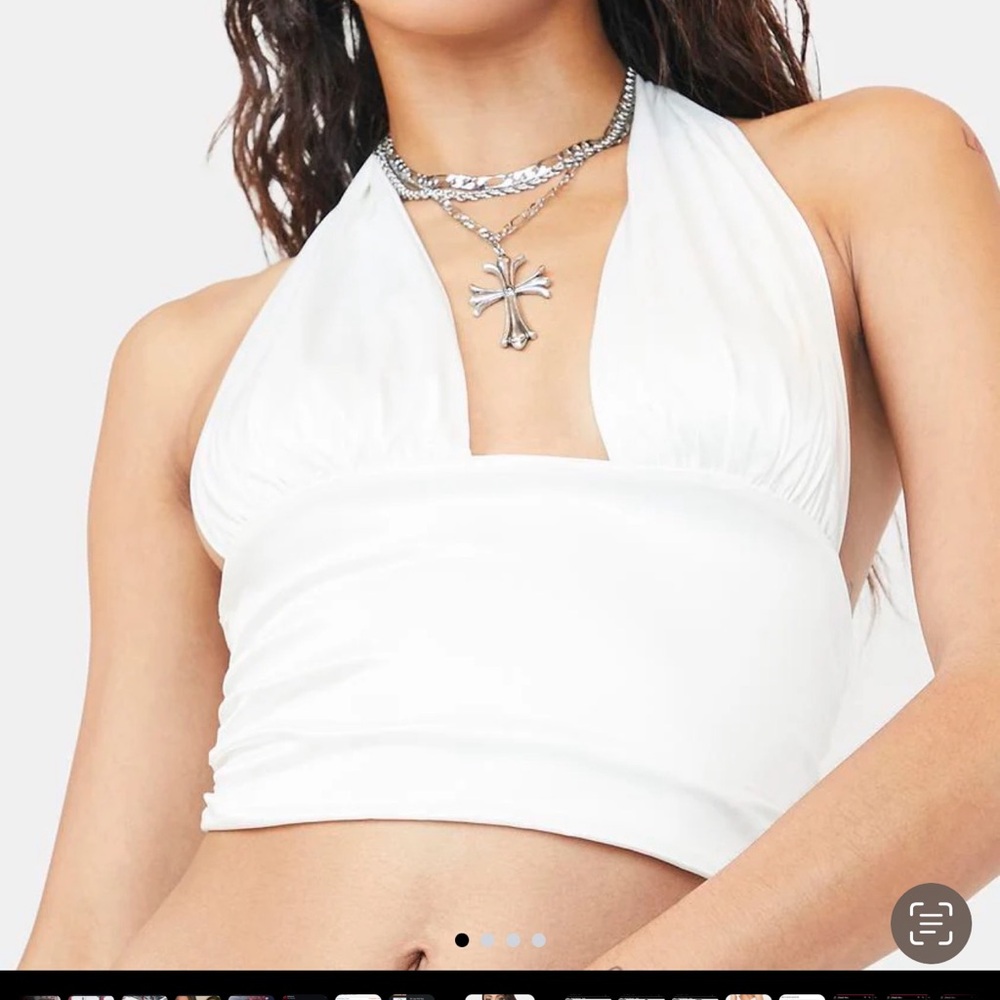 White halter crop top